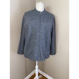 Talbots 100% Wool Gray Zip Up Mock Neck Long Sleeve Jacket Plus Size 2X